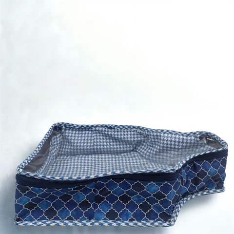 INDIGO MOSAIC PRINT BLOUSE COVER