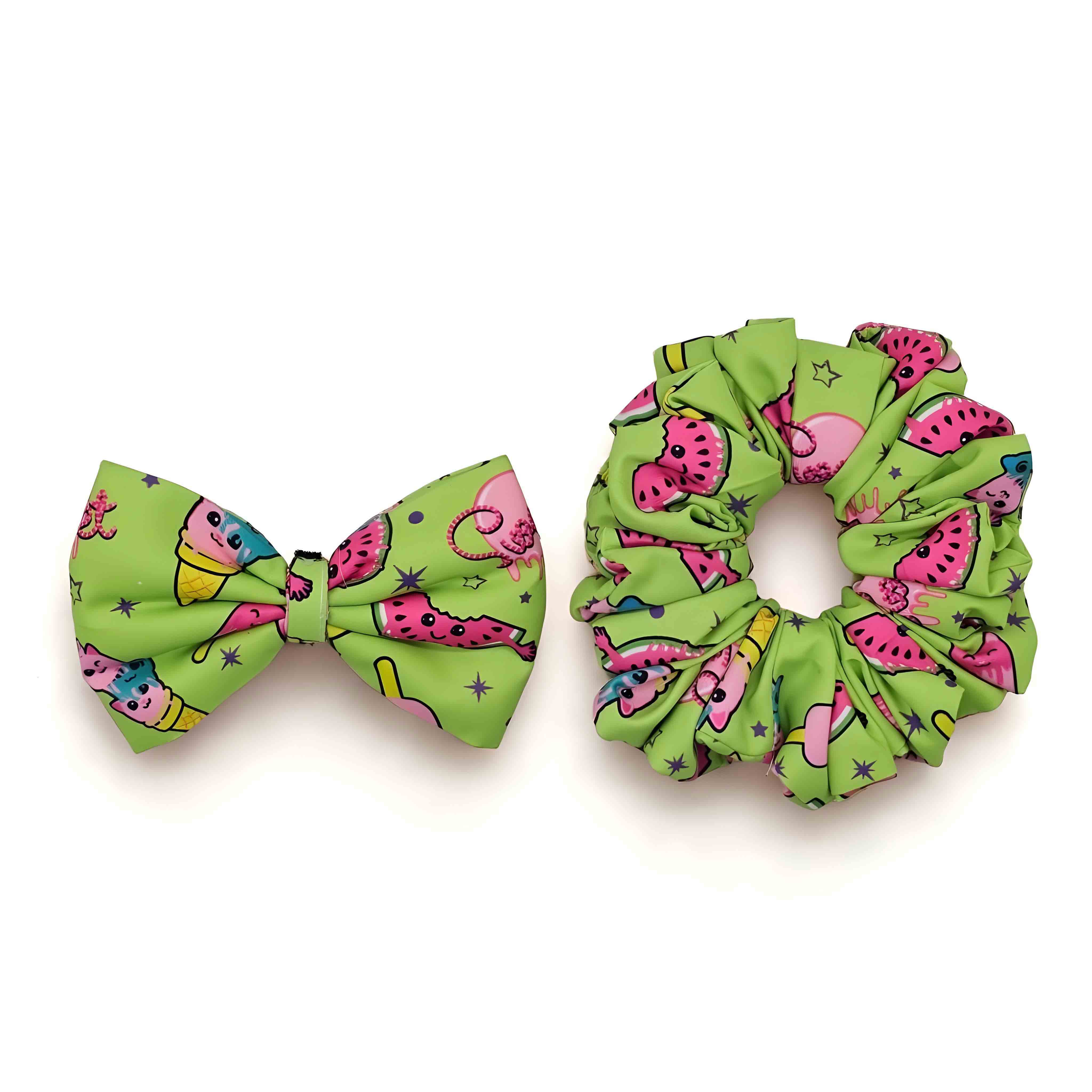 Tropical Bliss Print Scrunchie & Bow Combo