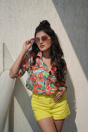 Orange tropical Couple shirt