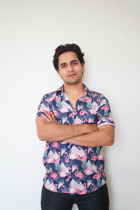 Blue flamingo Couple shirt