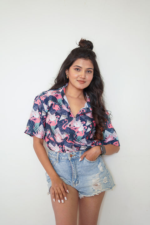 Blue flamingo Couple shirt