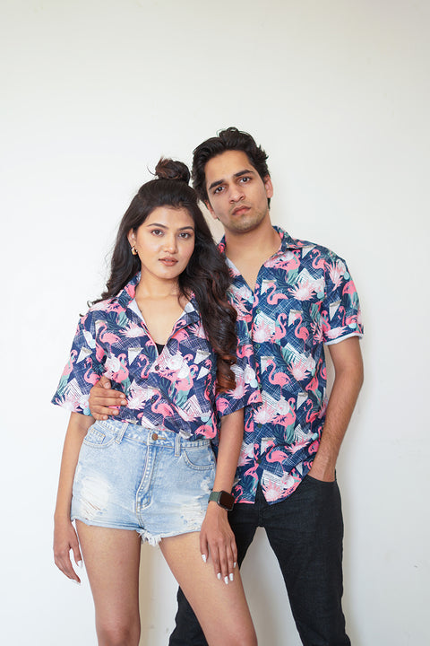 Blue flamingo Couple shirt