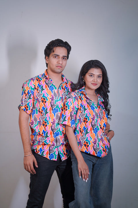 Quirky Printed Unisex Couple Shirt