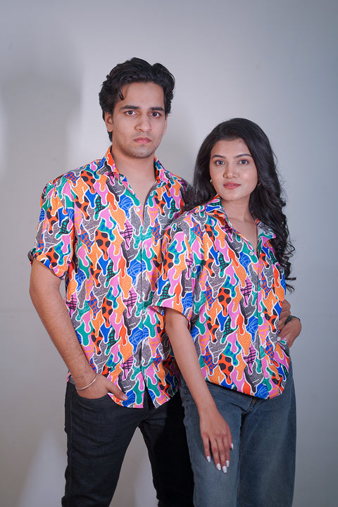 Multi colour camo Couple shirt