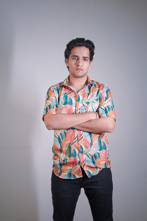 Calm leaf abstract Couple shirt