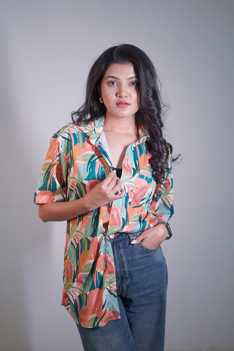 Calm leaf abstract Couple shirt