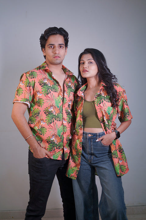 Tropical tiger Couple shirt