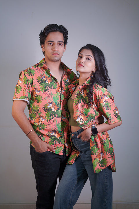 Tropical tiger Couple shirt