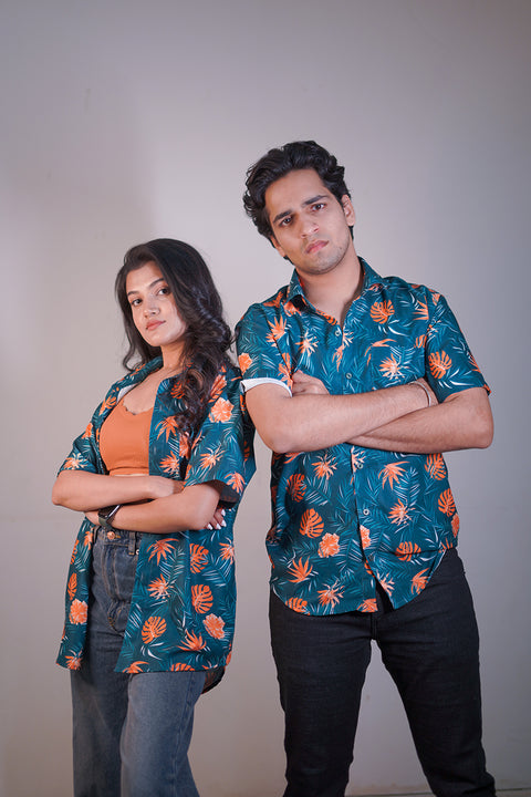 Orange leaf Couple shirt