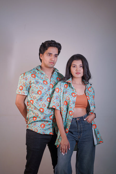Mint & orange Couple shirt