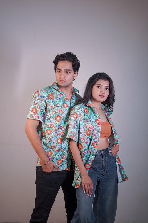Mint & orange Couple shirt