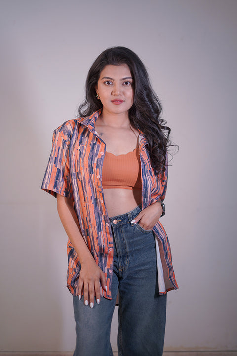 Orange abstract Couple shirt