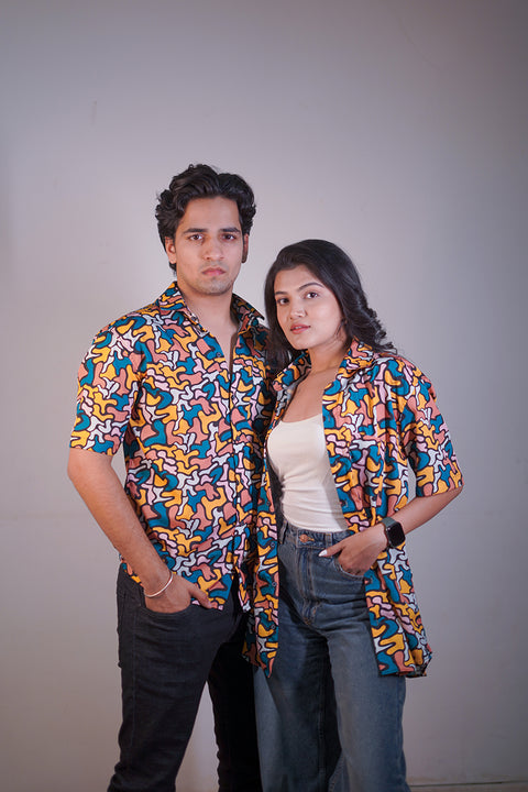 Colourfull  Camo Couple shirt
