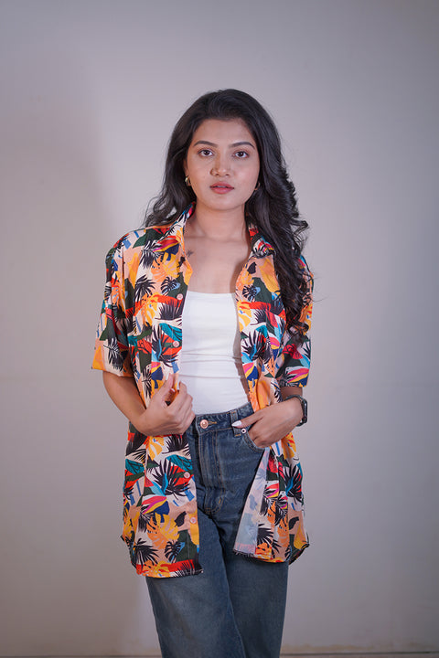 Multi colour leaf Couple shirt