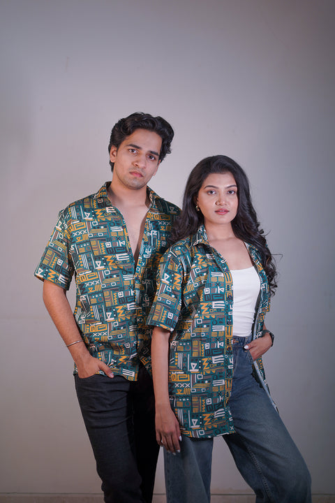 Olive abstract Couple shirt