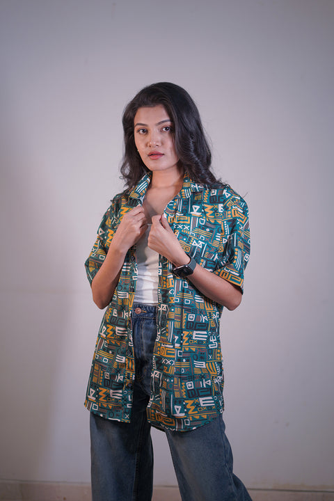 Olive abstract Couple shirt