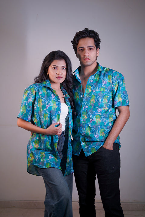 Tropical blue Couple shirt