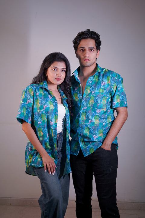 Tropical blue Couple shirt