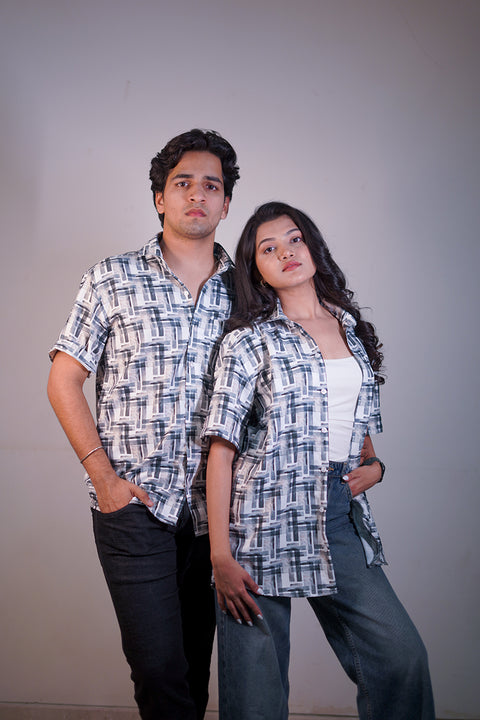 Sober blue Couple shirt