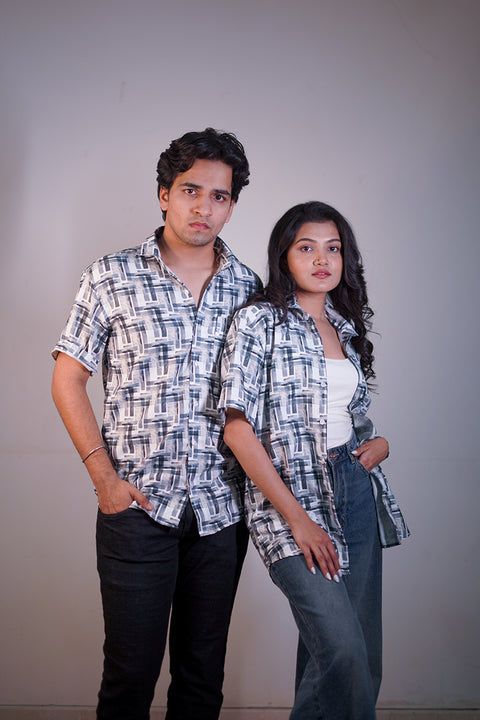 Sober blue Couple shirt