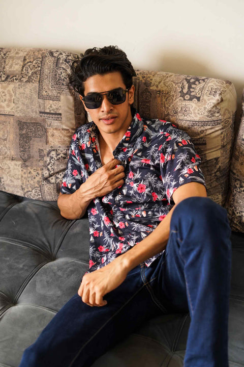 Black Palm Couple Shirts