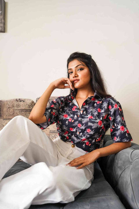 Black Palm Couple Shirts