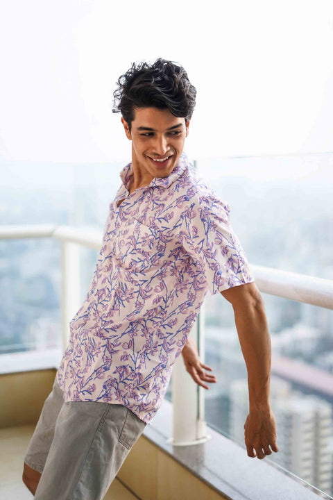 Violet Floral Couple Shirts